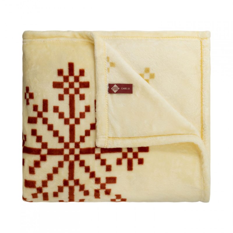 Плед «Согрею любовью» Green Fiber CARE 19, бежевый с узором снежинки